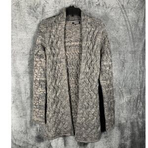 Gemelli Cardigan Womens Large Gray Made In Italy Open Front Cable Knit Cozy